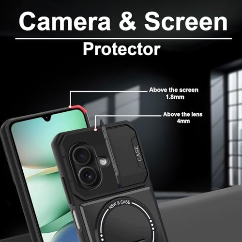 Image of Hupshy iPhone 16 Back Cover with Camera Protection Rings, Kickstand-Matte /Anti, Non-Slip, Camera Glass Protection,Transparent Shockproof Cover for iPhone 16 (Black 2)