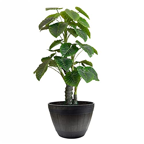 Pot de fleur en résine style tonneau de vin noir grand calibre pour jardin