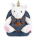 PERLETTI - Zaino Bambina Bambino 3 4 5 Anni - Peluche Unicorno Bianco - Zainetto Borsa Effetto Jeans Bimbo Bimba Scuola Asilo Viaggi - Cartella Scolastica Morbida - 21x27x9 cm (Unicorno)