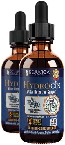 Rejuvica Health Hydrocin Liquid Diuretic Supplement – Water Retention Support with Dandelion, Uva Ursi, Juniper Berry, Celery Seed & Green Tea – Fast Absorption Alcohol-Free Drops