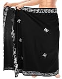 LA LEELA Homme Natation Standard Paréo Long Wrap Paréo Charbon, Broderie Taille Unique