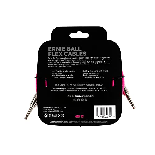Ernie Ball Flex Instrument Cable Straight/Straight 20ft - Pink, 20 feet - Image 2