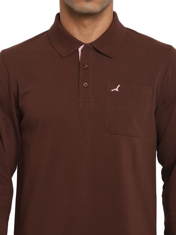 Image of AMERICAN CREW Men's Cotton-Poly Regular Full Sleeve Polo T-Shirt with Pocket