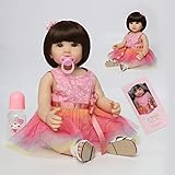 Material y estructura: muñeca de vinilo de silicona de alta calidad, suave, realista y muy flexible, la muñeca se puede bañar o duchar con agua, se puede poner y la cabeza y las extremidades se pueden mover libremente.