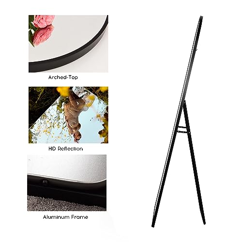 AyeWish Floor Mirror, Oversized Full Length Mirror, Arched Mirror, Large Standing Mirror, Tall Mirror, Wall Mounted, FreeStanding, Giant Mirror, 77"×38", Aluminum Frame - Black by AyeWish - Image 4