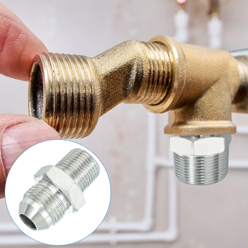 Image of PATIKIL Pipe Adapter Connector 3 /4 inch Male 74 Flare JIC x 3 /8 inch Male R Pipe Fitting Oil Feed Restrictor Fitting Hydraulic Connector for Oil Steam Water Pipelines System