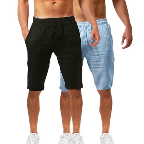 Short d'été léger pour homme évitant la chaleur, bermuda respirant longueur genou en lin doux