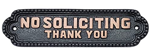 Adonai Hardware Georgian "NO SOLICITING" Brass Door Sign - Black with Copper Letters-image-43