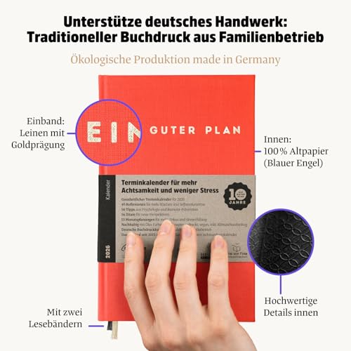Ein guter Plan 2026 – Ganzheitlicher Terminkalender für mehr Achtsamkeit und weniger Stress – Nachhaltiger Wochenplaner mit 56 Achtsamkeitstipps und Zitaten fernab von Kitsch (Altrosa 2026)