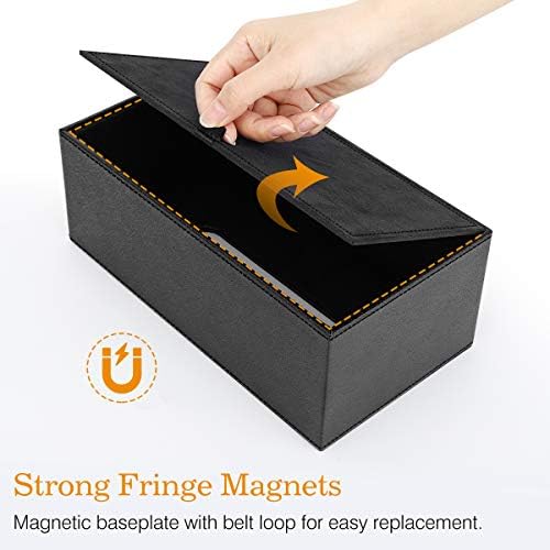 Luxspire Rectangular PU Leather Tissue Box Cover Holder, Facial Tissue Box Cover Toilet Paper Box Case Napkin Dispenser for Countertop Bedroom Car Office Bathroom Home Deco Accessories, Black