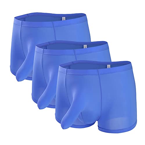 JEsilunmaMY Mens Elephant Nose Ice Silk Underwear Low Waist Long Pouch Boxer Briefs Solid Color Moisture-Wicking Underpants
