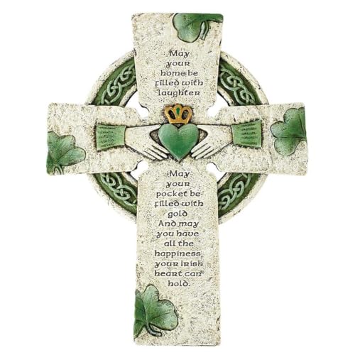 CBC Group CB Catholic Wall Cross, 10", Irish Blessing with Shamrocks