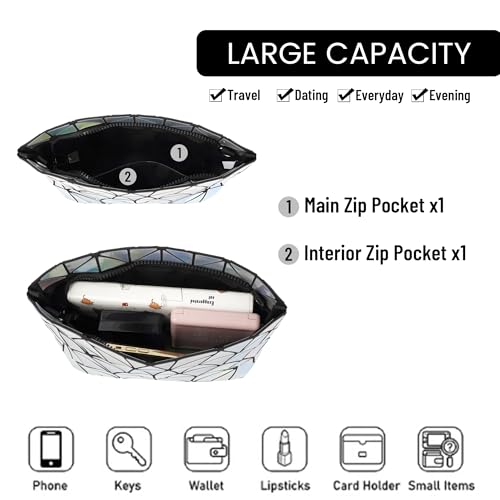 Goclothod Fashion Holographic Laser Shoulder Bag Geometric Envelope Clutch Chain Crossbody Purse3