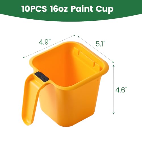 Image of VOOMEY 10 Pack Paint Cups for Painting, Small Paint Bucket Holds 16 oz. of Paint or Stain, Handy Paint Pail for Finishing Detail Work and Repairs, Touch-ups, Crafts,Trim