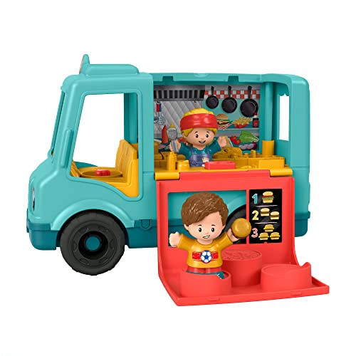 Fisher-Price GYF59 - Camión de Hamburguesas Little People - Versión Alemana, Juguete Musical de Empuje con Figuras, Juguete para preescolares de 1 a 5 años para Unisex niños Multicolor