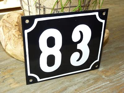 Numéro de maison émail 18x15 cm noir n ° 83 plaque signalétique