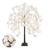 obbsie 4FT Cherry Blossom Tree with 360 LED Fairy Lights Artificial Lighted Tree with 8 Lighting Modes Light Up Pink Tree with Faux Flowers for Spring Wedding Party Indoor Outdoor Decor