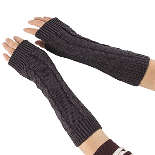 Luvas femininas para clima frio - Luva de lã com orifício para o polegar sem dedos para ambientes fr