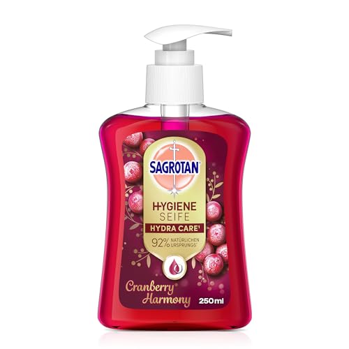 Sagrotan Handseife Cranberry Limited Edition – Hygienische Flüssigseife – 6 x 250 Milliliter Seifenspender im praktischen Vorteilspack