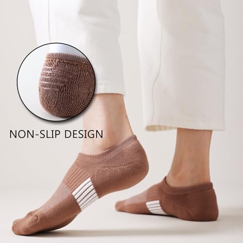 Image of EPEIUS Thick No Show Socks for Women Athletic Ankle Socks Cushioned Running Low Cut Non Slip Footies 3 /6 Pairs