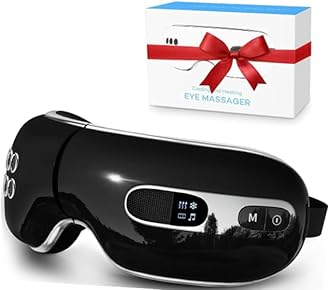 Eye Massager with Heat and Cooling for Migraines, Dry Eyes, Dark Circles, Bluetooth Music Heat Cold Eye Massager Mask Improve Sleeping Birthday Gifts for Women Men