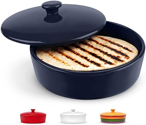 KooK Tortilla Warmer, Tortilla Holder, Taco Bar, Ceramic Hand-pai...