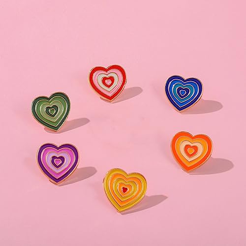 12 Pcs Rainbow Color Heart Enamel Pins Cute Rainbow Gradient Heart Shape Brooch Fashion Shiny Brooch for Any Special Occasions4