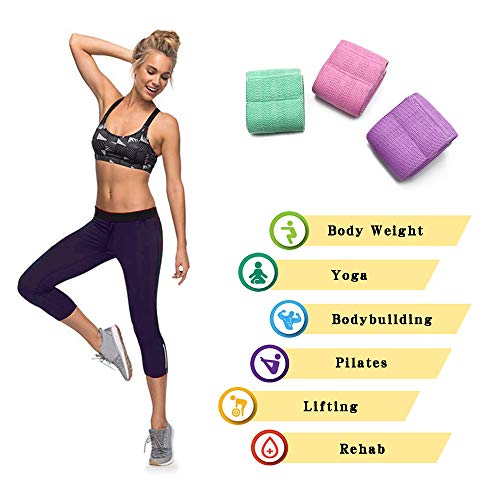 Andoer Conjunto de bandas de malha de resistência para exercícios esportivos 3 peças Conjunto elásti