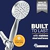 HammerHead Showers® Solid Metal 3-Spray Handheld Shower Head with Long Hose and Holder - CHROME - 2.5 GPM High Pressure Shower Head with Handheld Sprayer - WIDE, MASSAGE, and MIST Sprays