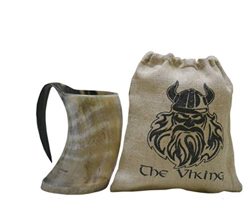 The Viking - beer mug made of natural Viking horn - safely holds wine, beer, mead