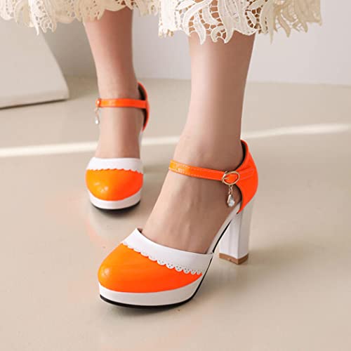 DEERBUNNY Women's Pumps Retro Block Heels Ankle Strap Pump Round Toe Platform Mary Jane Shoes Wedding Party Princess Dress Sandals for Ladies3
