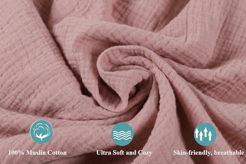 Knlpruhk 36X36BLUSHBEIGE Muslin Square Playard/Playpen Fitted Sheets, Perfect For 36 X 36 Inch Portable Playard Soft 100% Cotton Beige & Blush thumb #2
