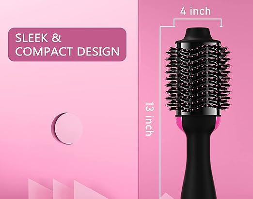 Image of Hot Air Brush 4 in 1 Hair Dryer Brush, One Step Hair Dryer & Volumizer with Ceramic Ionic Technology, 3 Heat Settings Blow Dryer Brush for Straightening Curling and Styling Hair