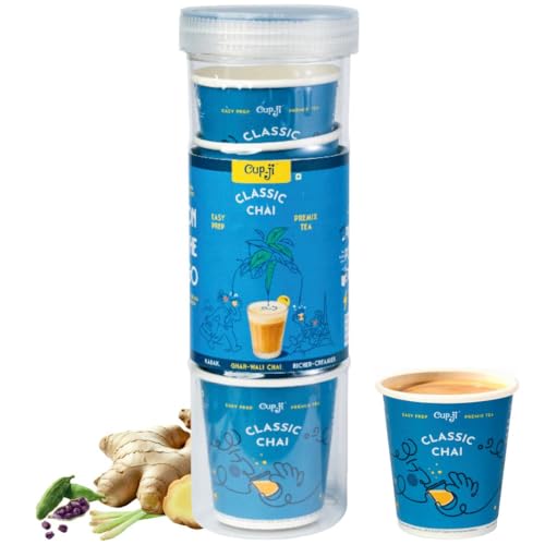 Image of Cup-ji Instant Classic Chai | Authentic North Indian Style Tea | Balanced Aroma & Smooth Taste | Instant Tea | 7 Cups | Each Cup Size 210 ml | Kadak Ghar-Wali | No Added Sugar | Easy Prep | For Office and Travel