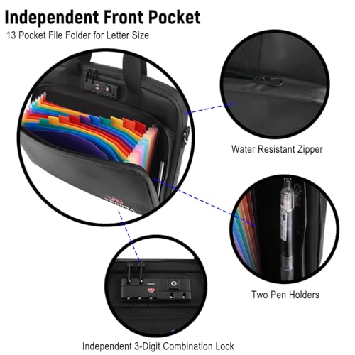 Fireproof Laptop Bag, Important Document Organizer, Shockproof Messenger Bag Briefcase for Travel & Business, w/ 13 Pocket Expanding File Folder, Accordion File Organizer, Legal Size File4