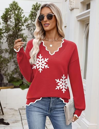 Image of Zeagoo Women's 2026 Fall V Neck Sweater Long Sleeve Lightweight Knit Tops
