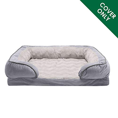 Furhaven Replacement Dog Bed Cover Perfect Comfort Plush & Velvet Waves Sofa-Style, Machine Washable - Granite Gray, Jumbo Plus (XX-Large) by Furhaven - Image 2