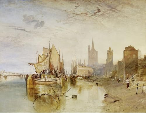 Pintura murales de Turner: la llegada de una noche de barco, lienzo decorativo de 60x90cm premium