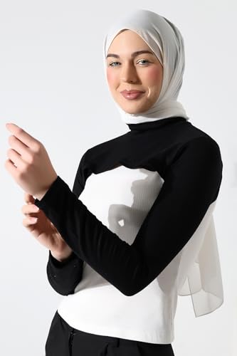 ihvan online, Women's Hijab Muslim Prayer Sleeve, Sleeves to Cover Arms for Women, Soft Stretchy Modest Hijab Arm Sleeves, Black Neck, Standard size