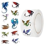 Rolls Small Dragon Sticker for Teacher, 500Pcs Cute Circle Teacher Supplies Stickers Classroom, 10 Designs Motivational Stickers for Training Reward (Dragon)