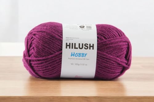 Image of Hobby,Wool Yarn dk Acrylic Hand Knitting Yarn Ball (100g /1 Ball),Suitable for Craft amigurumi Shade 001 (Dark Purple)