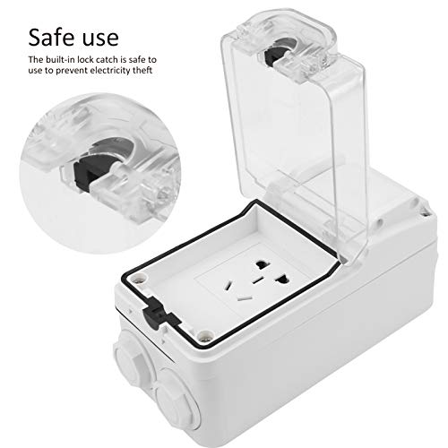Tomada de parede externa, com caixa de interruptor à prova d'água de 3 furos ABS sem furos 250 V, a