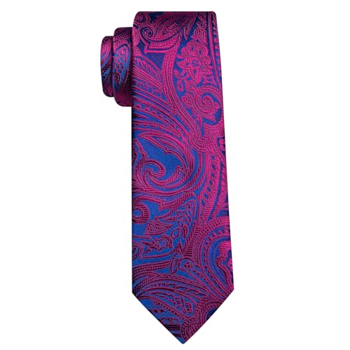 Image of Barry.Wang Paisley Tie Fashion Set Hanky Cufflinks Neckties for Men Woven Silk