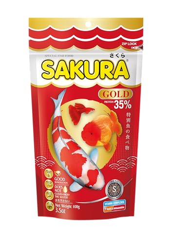 Sakura Gold Super Premium Fish Food with Vitamin Complexes + Krill & Astaxanthin in Small 2mm Pellet 100gm
