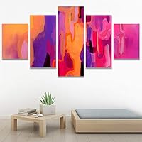 SIGNWIN 5 Panel Canvas Wall Art Abstract Colorful Decorative Elements Modern Artwork for Home Decorations Ready to Hang - 60
