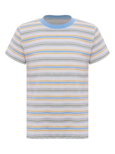 Kids Girls Boys Striped Color Block T-Shirt PE School Crew Neck Short Sleeve Summer Casual Top Age 2-10 Years3