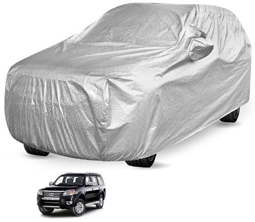 Image of Auto Hub Waterproof Car Cover Compatible with Ford Endeavour (Model : 2015-2018) with Mirror Pocket, Soft Cotton Lining, Waterproof Endeavour Car Cover- Metallic Silver