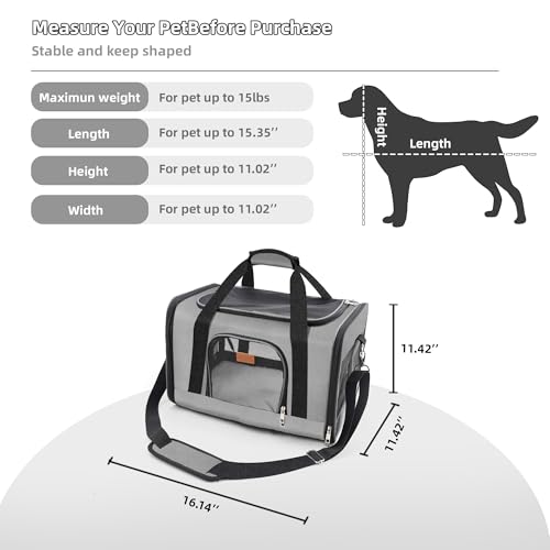 ROYPET Cat Carrier,Portable Pet Carrier Bag for Cats and Small Dogs,Foldable Soft-Sided and Scratch-Proof mesh Cat Bag Pet Carriers,Airline Approved Pet Carrier,Pet Travel Carrier Up to 15 Lbs,Grey - Image 4