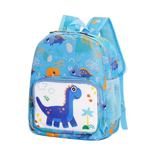POWOFUN Mochila infantil de desenho animado para pré-escola de 3 a 5 anos, Dinossauro azul - 2, Small, Desenho animado