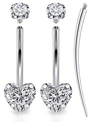 14mm Double Heart Zircon Curved Piercing Jewelry